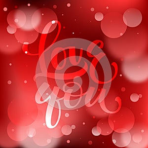 Abstract red bokeh background with Love you calligraphy