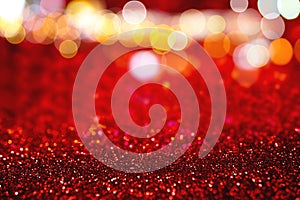 Abstract red bokeh and glitters Christmas and New year background photo