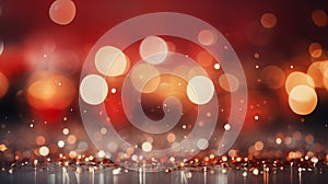 Abstract red bokeh lights blurred background for merry christmas celebration and holiday greetings