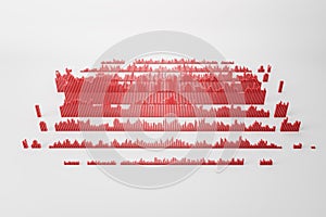 Abstract red business chart and graph on backdrop. Finance, report and banking concept. 3D Rendering