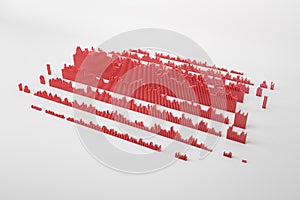 Abstract red business chart and graph on background. Finance, report and banking concept. 3D Rendering