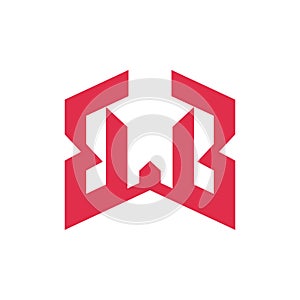 Abstract Red 'BWB' Monogram Logo with Star Detail
