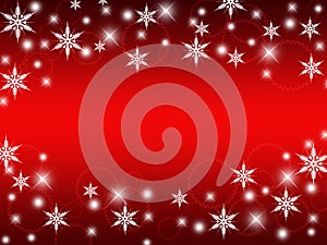 Abstract red christmas background with stars, circle and snowflakes