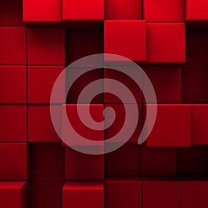 Abstract red cubes wall background