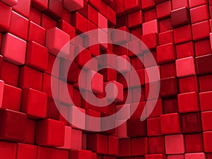 Abstract Red Cubes Wall Background