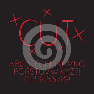 Abstract Red Cut Alphabet and Digit Vector photo