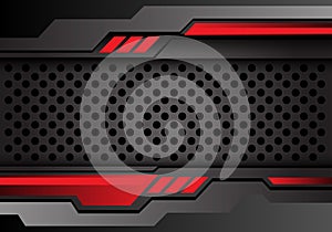Abstract red dark gray circle mesh design modern futuristic style background vector
