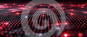 Abstract Red Data Grid Binary Pulse Flowing Through Digital Space