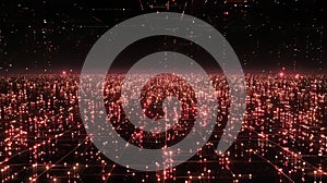 Abstract Red Data Grid, Digital Network Technology Background