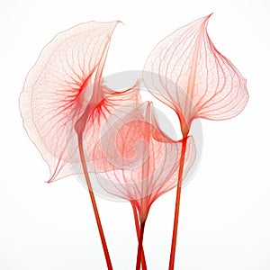 Abstract Red Drawing With Three Plants - Inspired By Nick Veasey And Dansaekhwa