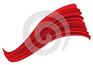 Abstract red fabric wave flying on white luxury background vector