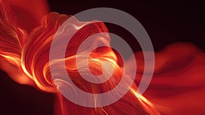 Abstract red flowing wave pattern presenting digital energy