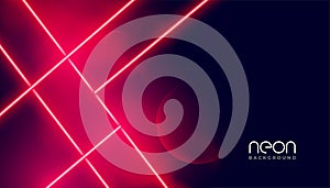 Abstract red geometric neon light lines background