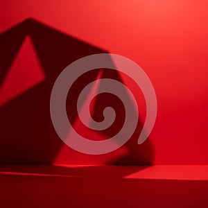 Abstract Red Geometric Shape with Shadow Effect