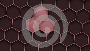 Abstract red geometric structure. Hexagons texture. Geometric background