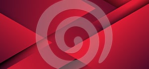Abstract red geometric triangles overlapping layer paper cut style background
