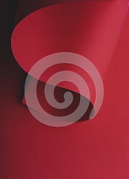 Abstract red geometry creative shape background. Modern and trendy minimal paper composition