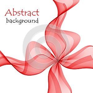 Abstract red gift bow made of transparent ribbons