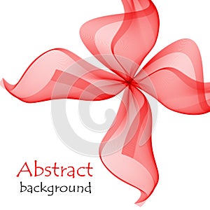 Abstract red gift bow made of transparent ribbons