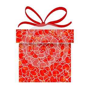 Abstract red gift box with heart pattern