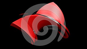 Abstract red and glass icon on black background - 3D rendering illustration