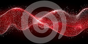 Abstract Red Glittering Wave Particle Flow Background Design Digital Art