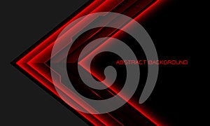 Abstract red glossy black cyber arrow direction geometric overlap on grey blank space design modern futuristic background vector