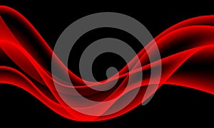 Abstract red glossy wave curve overlap on black luxury creative design background vector photo