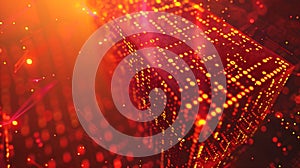 Abstract red glowing dots and a light effect background