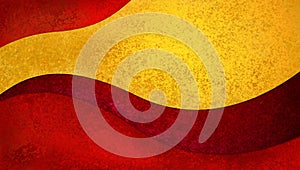 Abstract red and gold background with curved shapes with copyspace