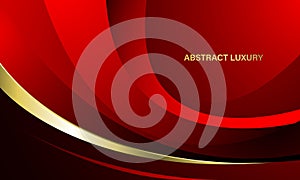 Abstract red gold curve luxury design modern background vector