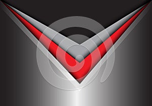 Abstract red gray arrow on dark gray metal design modern futuristic background vector