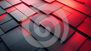 Abstract Red and Gray Geometric Block Pattern