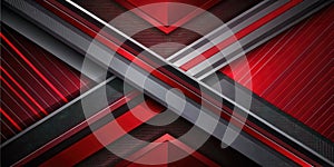 Abstract red and gray geometric design with intersecting lines and angular shapes. Generative AI