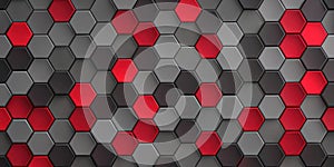 Abstract red and gray hexagonal pattern background texture for modern design projects. Generative AI