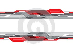 Abstract red gray line futuristic technology on white design modern background vector