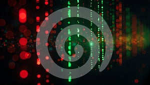 Abstract Red Green Light Bokeh Background Digital Data Stream Technology Network