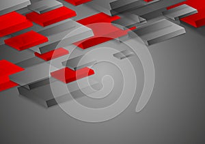 Abstract red grey corporate tech 3d shapes background