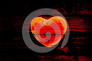 Abstract red hart on black background