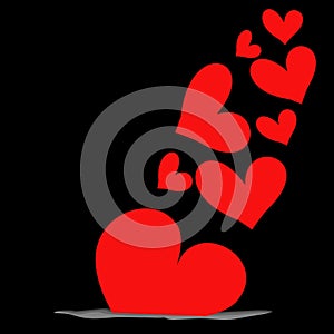 Abstract red heart on black background