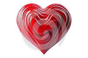 Abstract red heart with layered detailing, sharp, symmetrical design, isolated on white transparent backdrop photo