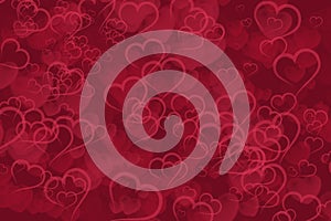 Abstract red hearts bokeh background