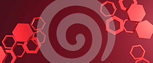 Abstract red hexagonal pattern background with subtle gradient and geometric shapes
