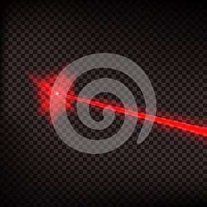 Abstract red laser beam. Laser security beam on transparent background. Light ray with glow target flash. Vector illustra photo