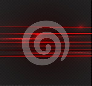 Abstract red laser beam. Transparent isolated on black background. Vector illustration.the lighting effect.floodlight directional.