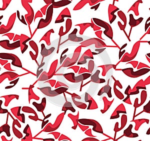 Abstract red leaves seamless pattern design