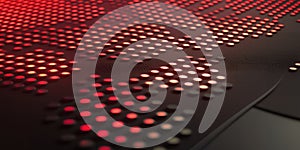 Abstract Red LED Light Pattern on Dark Surface Futuristic Technology Background