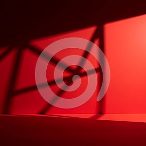 Abstract Red Light Pattern with Geometric Shadows