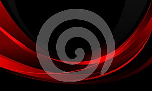 Abstract red line curve overlap geometric on black blank space design modern luxury creative vector photo