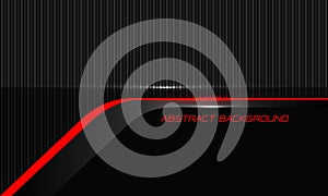 Abstract red line cyber black on grey metallic corrugated pattern design modern futuristic background vector